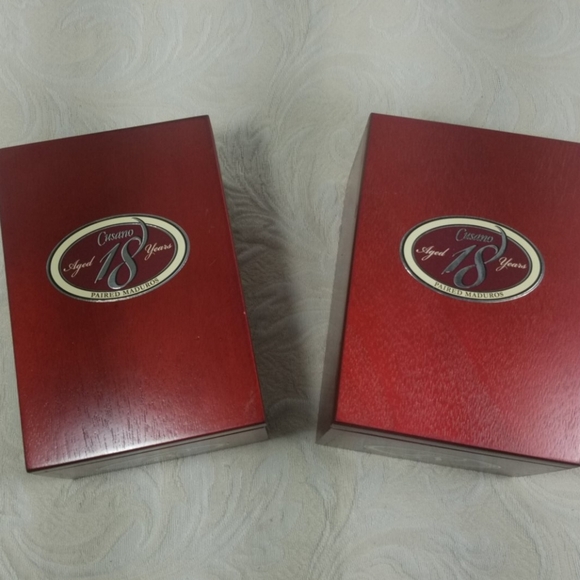 Lot of 2 Wooden Cigar Boxes Hinged Storage Stained Vintage Style Craft Organizer - Picture 5 of 5